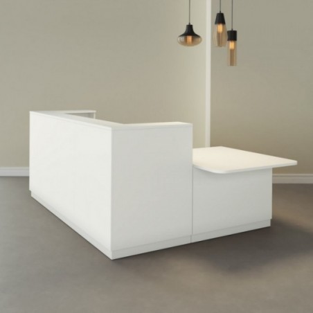 Mostrador de recepción en L con mesa – Color blanco