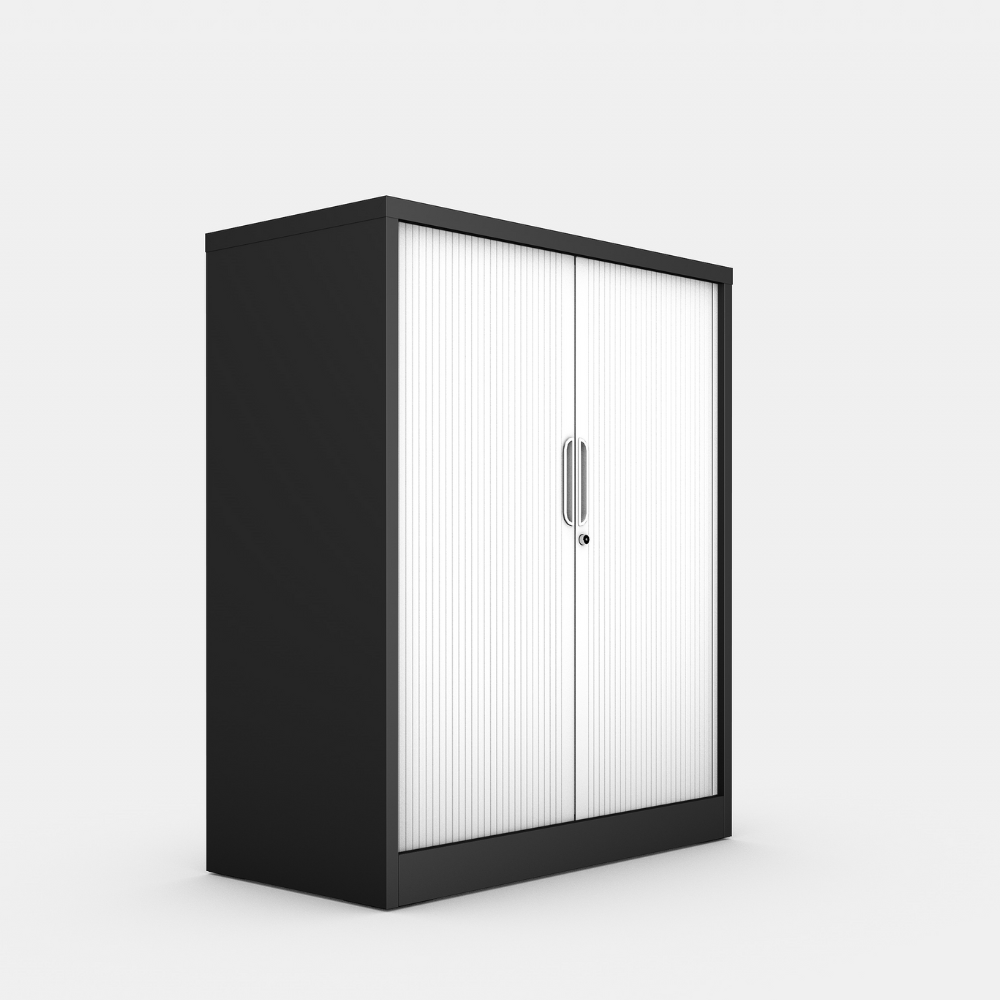 Armario Helios negro blanco vista lateral