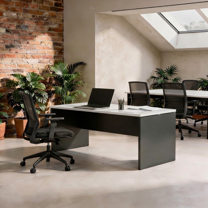 Mesa de oficina Tarnos blanca y negra