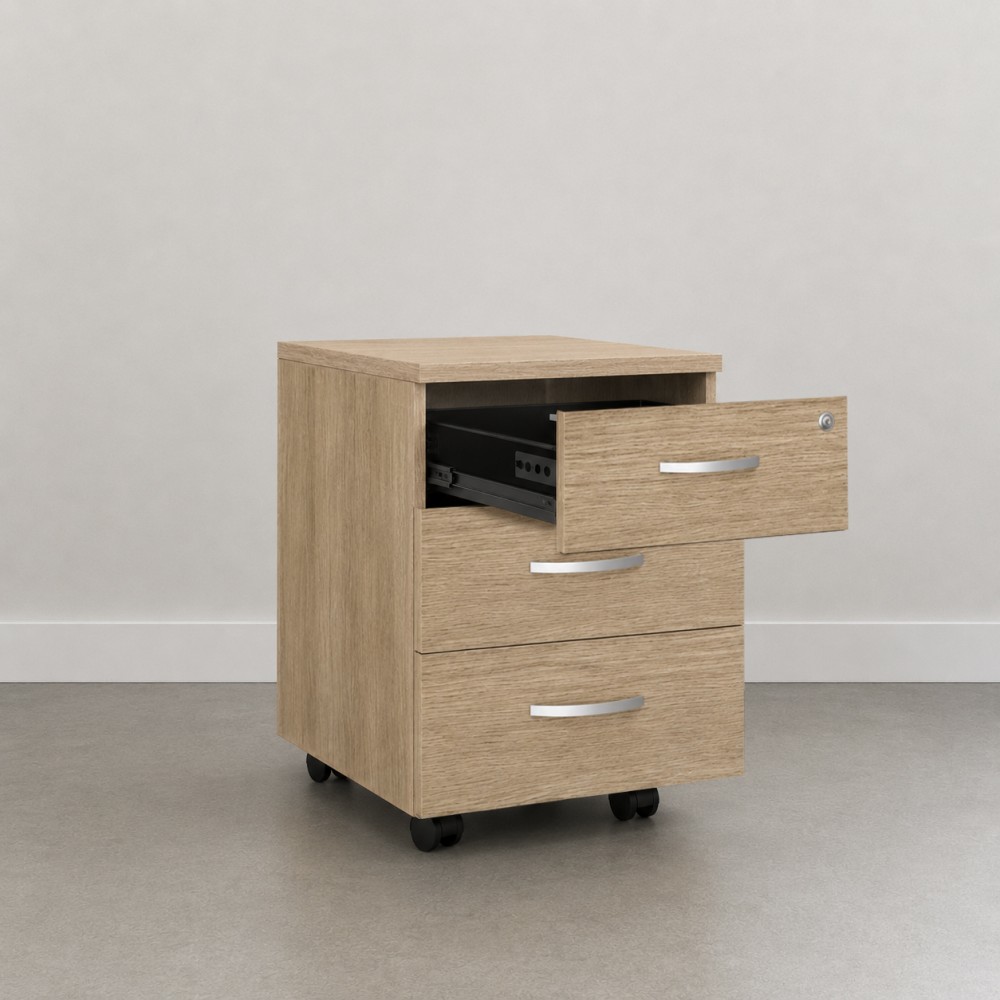 Cajonera de madera con ruedas para escritorio Omega - Bikkom