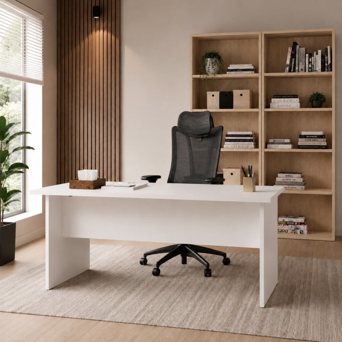 Oficina con mesa de dirección Alfa Blanca