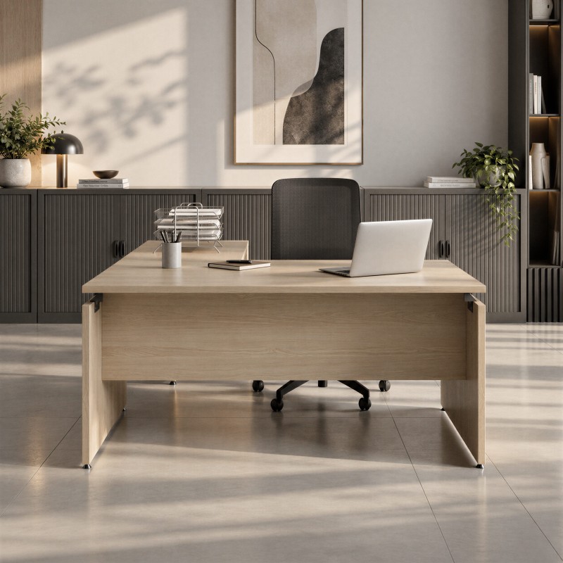Oficina con mesa de dirección Atria con ala roble