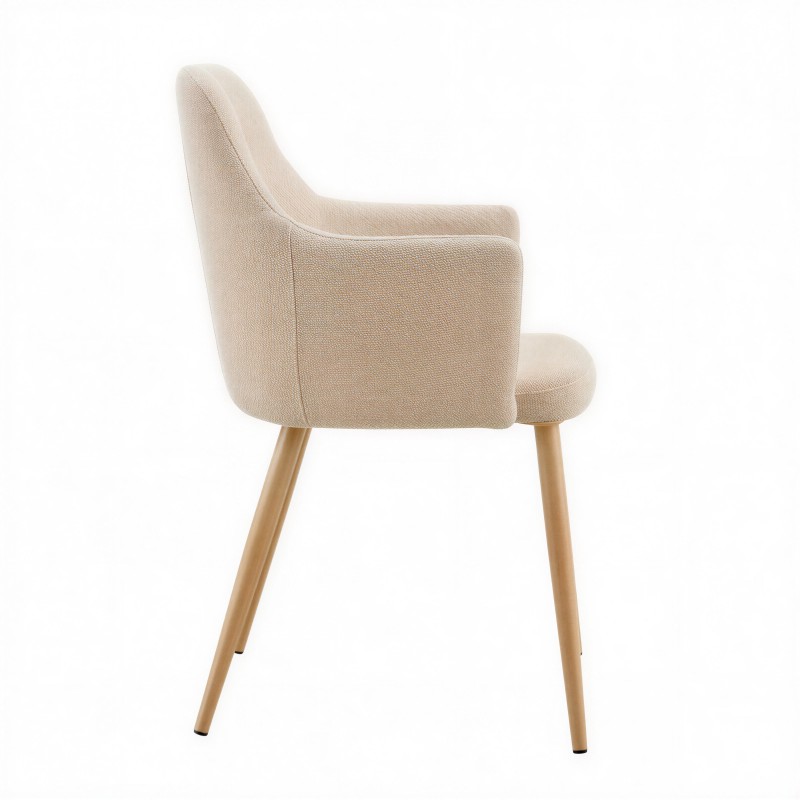 Sillón confidente Clara arena pata madera lateral