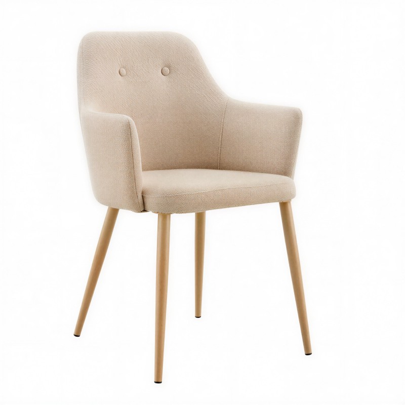 Sillón confidente Clara arena pata madera