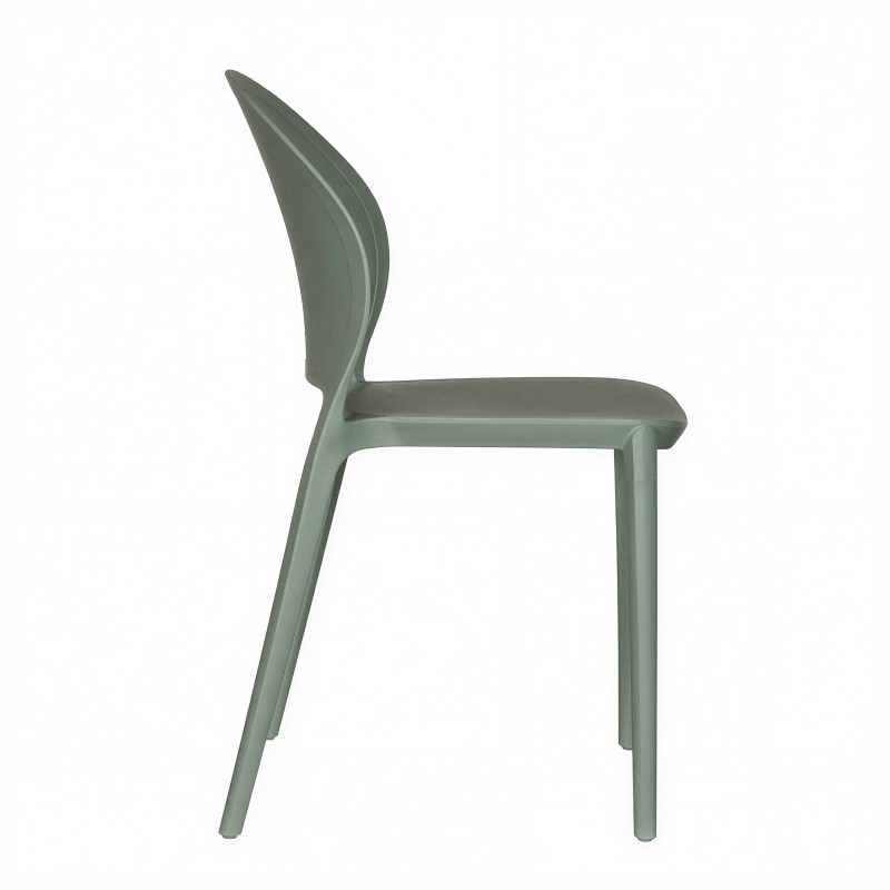 Silla apilable Vera verde, vista lateral