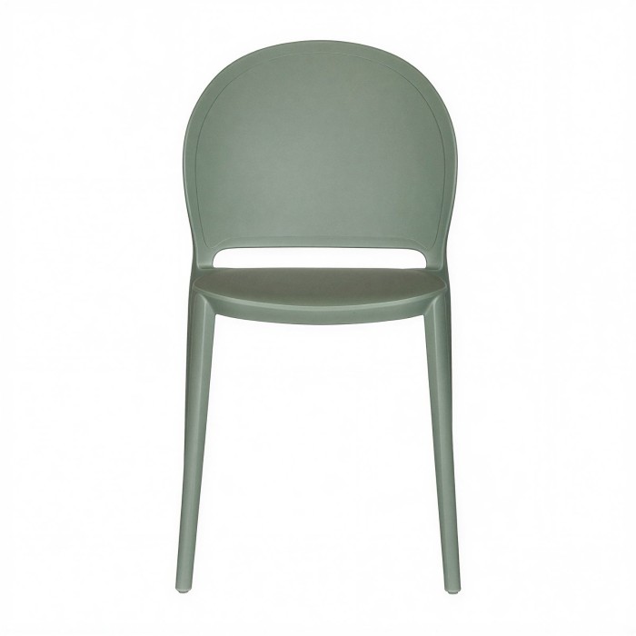 Silla apilable Vera verde, vista frontal