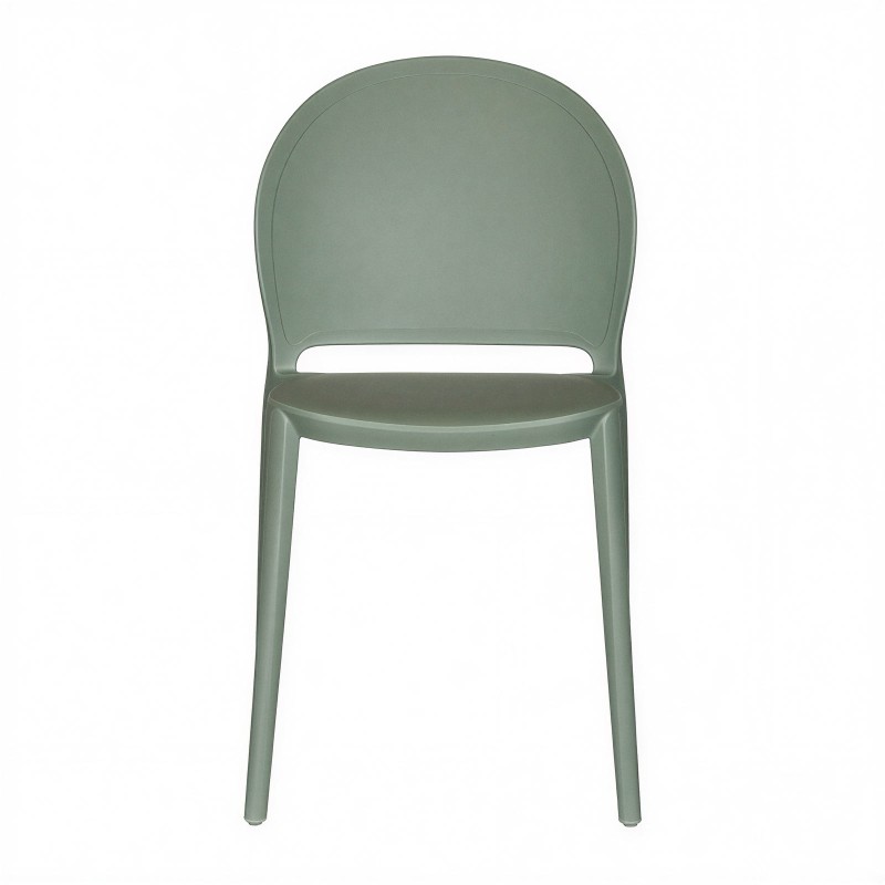 Silla apilable Vera verde, vista frontal