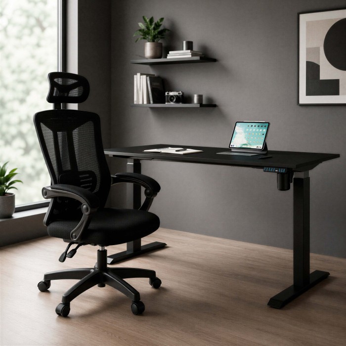 Silla ergonómica reclinable Nara Plus negra ambiente despacho