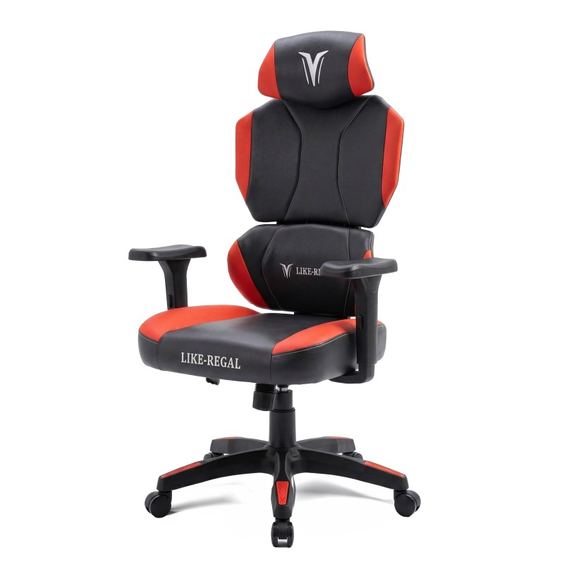 Silla gamer roja y negra Nova Plus vista 3/4