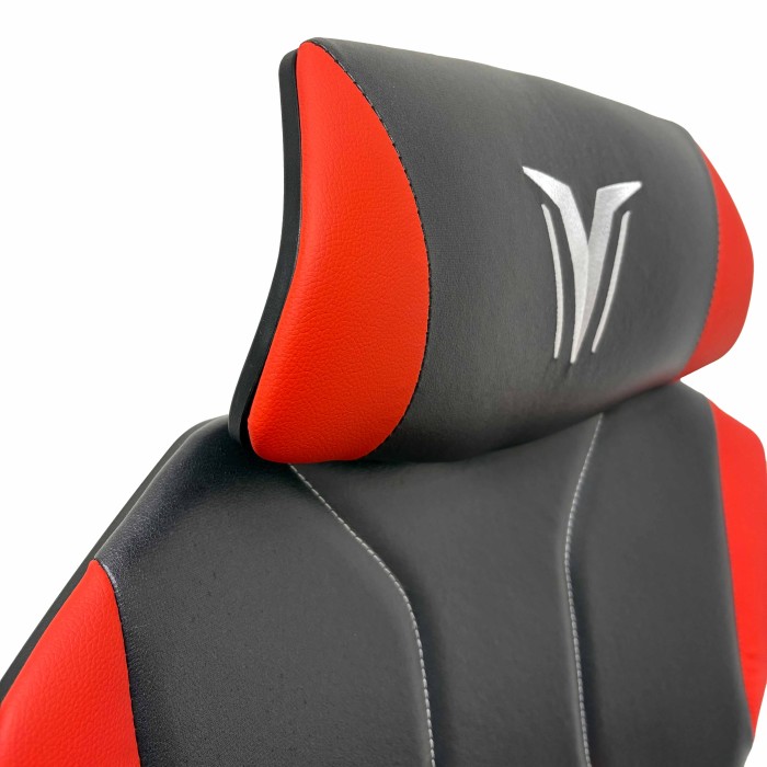 Silla gamer roja y negra Nova Plus detalle cabecero