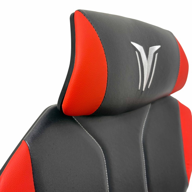 Silla gamer roja y negra Nova Plus detalle cabecero