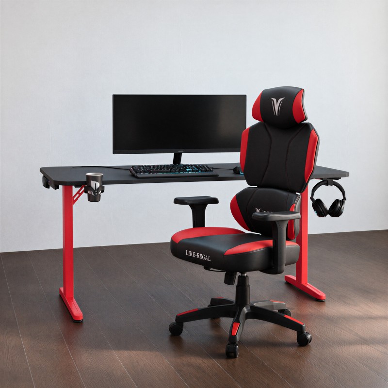 Silla gamer roja y negra Nova Plus ambiente setup gaming