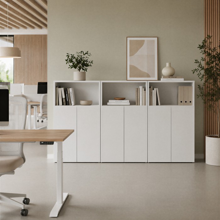Estantería de oficina Chronos Push Mixto blanca ambiente