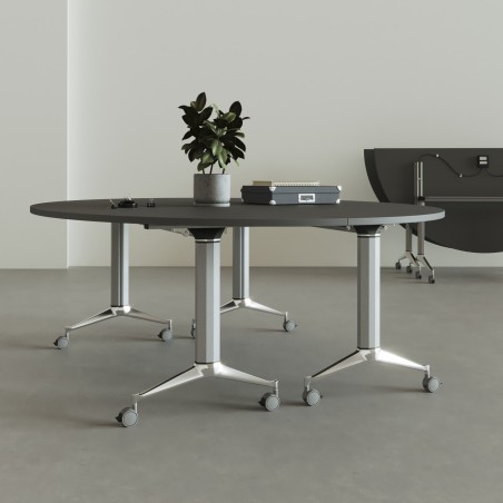 Escritorio plegable composición con mesas cuadradas y circulares