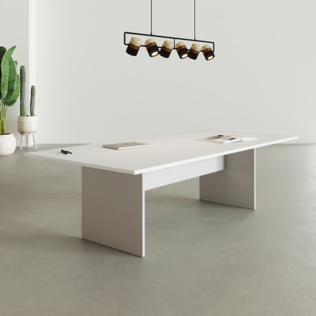 Mesa de reuniones Alfa cuadrada blanca y plata