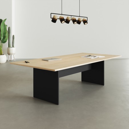 Mesa de reuniones Alfa cuadrada roble y negra
