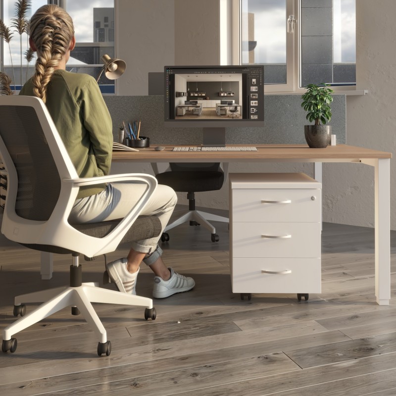 Cajonera de madera con ruedas para escritorio Omega - Bikkom